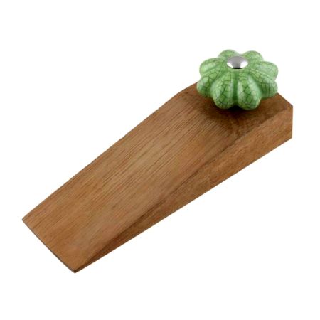 Green Crackle Melon Ceramic Wooden Door Stopper